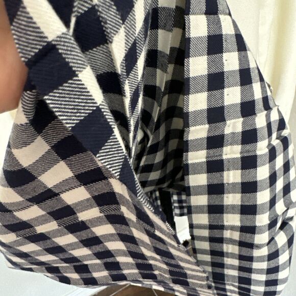 Vintage Dress Two Tones Button Up Plaid Solid Cream Blue Size S - Picture 15 of 16